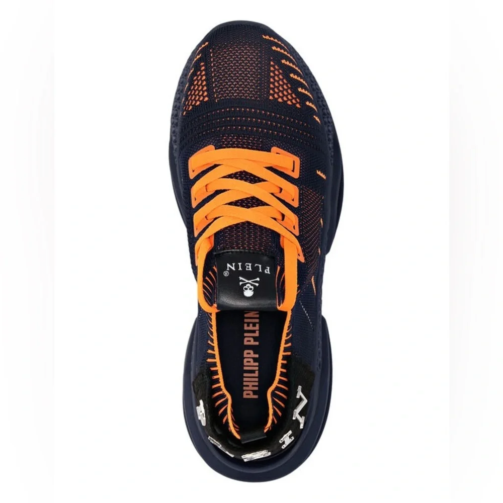 Philipp Plein Runner Iconic Navy Orange Techno Mesh Sneakers - Picture 7 of 12